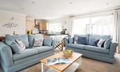 Farne View - open-plan living area with sitting area, kitchen and dining space for the whole family to enjoy