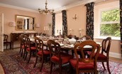 Wark Farmhouse - formal dining room with seating for up to twelve guests