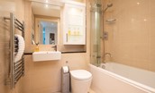 Bamburgh Five - family bathroom with bath and shower over