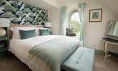 Lane Cottage - with feature designer wallpaper and sumptuous king size bed