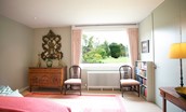 Leuchie Walled Garden - bedroom four with garden views