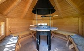 Blackhouse Forest Estate - plenty of seating in the barbecue hut means everyone can gather inside