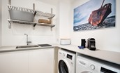 1 The Bay, Coldingham - utility room with washing and drying facilities and a Nespresso coffee machine