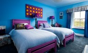 Fell End - bedroom five twin beds that can be pushed together to create a super king size bed