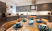 Samphire Barn - large dining table in the kitchen with seating for 6