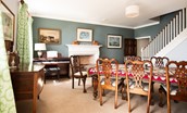 The West Wing, Capheaton - the formal dining area with seating for eight; perfect for family gatherings