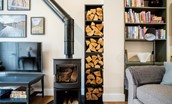 Number 107 - the woodburning stove in the lounge area; perfect for winter evenings