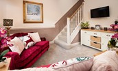 Bank View - cosy compact sitting room with stairway to first floor