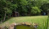 East Lodge at Ashiestiel - small wildlife pond in the garden overlooked by the summerhouse