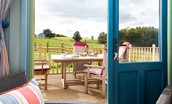 The Beach Hut - leading out onto the deck and countryside views