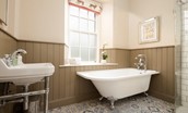 Birch Cottage - ground floor bathroom with freestanding bathtub