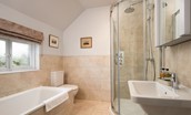 Blakey House - en-suite with bath and separate walk-in shower