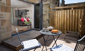 Romilly - the patio with seating for two