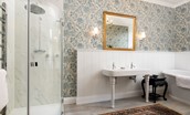 The Old Manse - large bathroom with slipper bath and separate corner shower