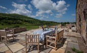 Housedon Haugh - the large sunny terrace overlooking the countryside