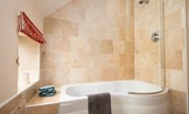 Dairy Cottage, Knapton Lodge - full bath with fixed shower overhead