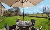 Appletree Cottage - enclosed lawned garden - perfect for sitting out and enjoying the views across the fields