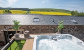 The Old Byre at West Moneylaws - panoramic views from the hot tub