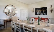 Honeystone House - dining room with capacity to seat up to twelve guests