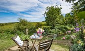 Brunton Burn - outside seating area with stunning views of the burn and surrounding countryside