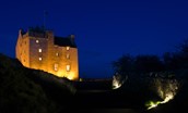 Fenton Tower in East Lothian - set against a dramatic night sky