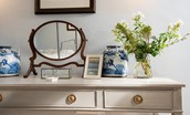 Honeystone House - dressing table in bedroom six with tabletop mirror