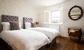 The Old School - second bedroom with twin beds that can be a king size bed on request