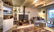 Nook End - cosy sitting room with log burner and Smart TV