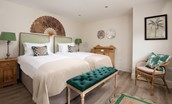 Partridge Lodge - ground floor twin bedroom with views to the large front garden