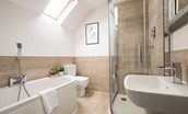 Mullins House - en-suite bathroom with bath and separate walk-in shower