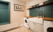 Brockmill Farmhouse - utility room with bench seating and ample storage space