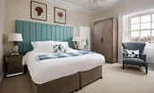 The Linen House - bedroom two with zip and link beds, which can be configured as a super king double or twin, as preferred