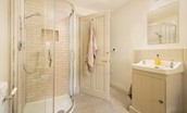 Housedon Haugh - corner shower in en-suite to bedroom three