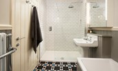 Farm Cottage - en suite bathroom with bath, large walk-in shower, WC and basin